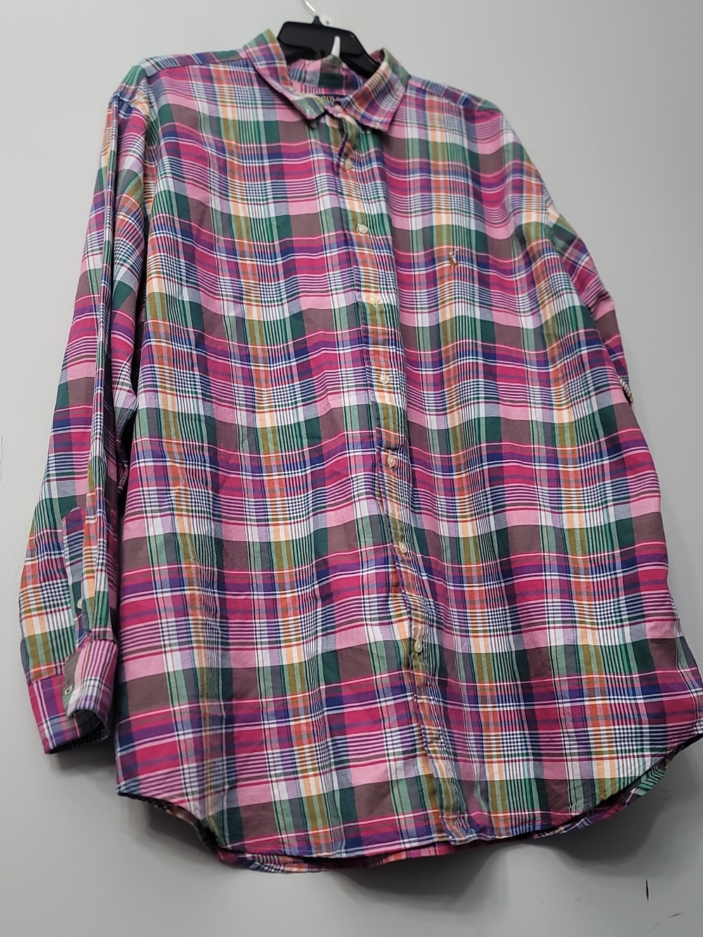 Polo Ralph Lauren Classic Men's Plaid Dress Shirt in Pink, Green & White